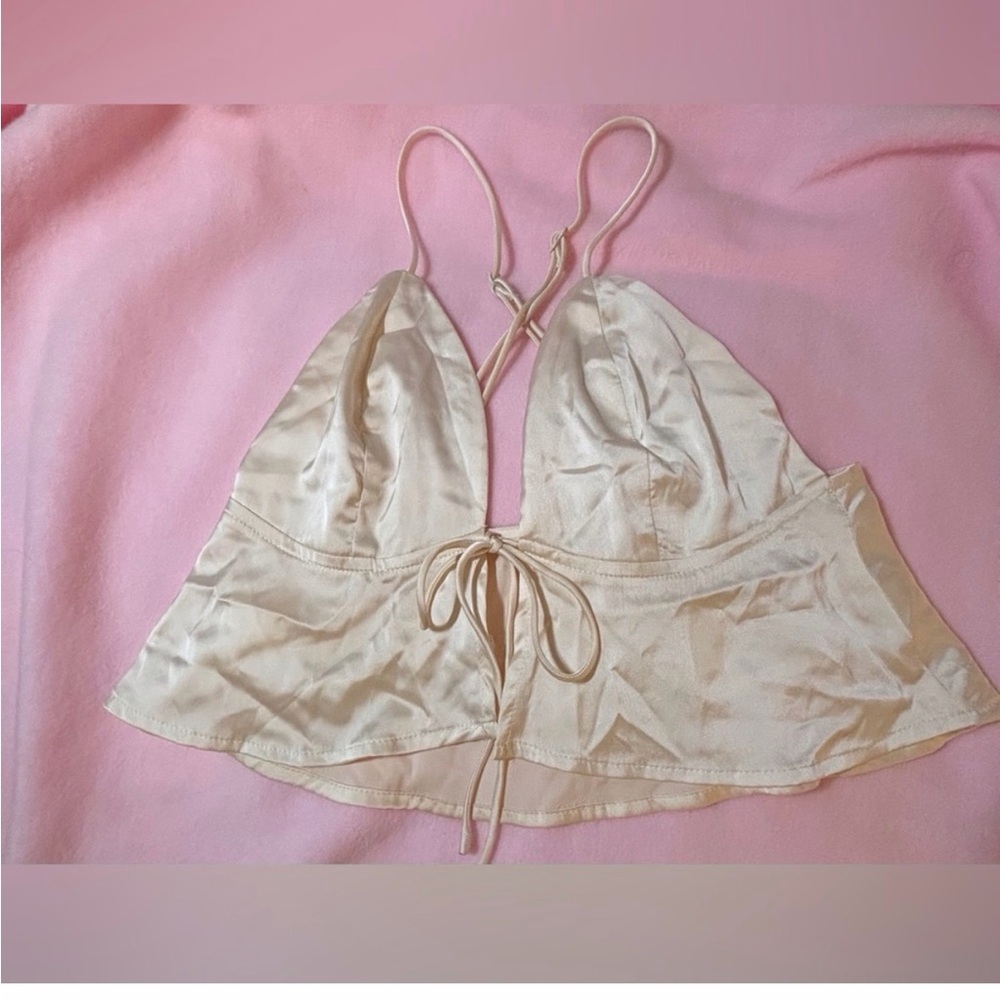 Superdown XS Satin Tie-Front Bralette
